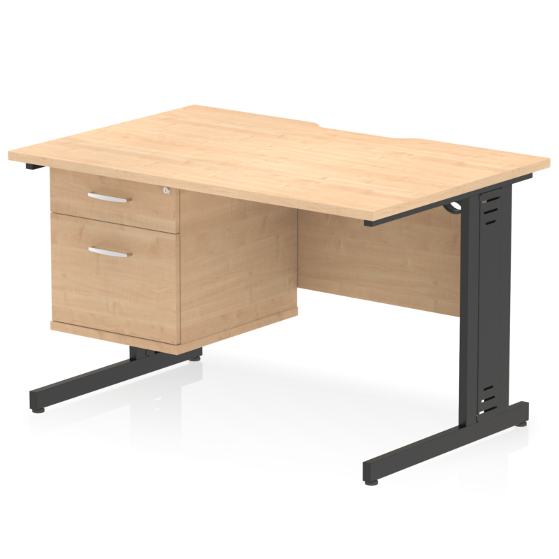 Impulse Scalloped Edge 1200mm Cable Managed Straight Desk With Single Fixed Pedestal - Image 9