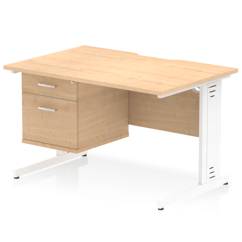 Impulse Scalloped Edge 1200mm Cable Managed Straight Desk With Single Fixed Pedestal - Image 11
