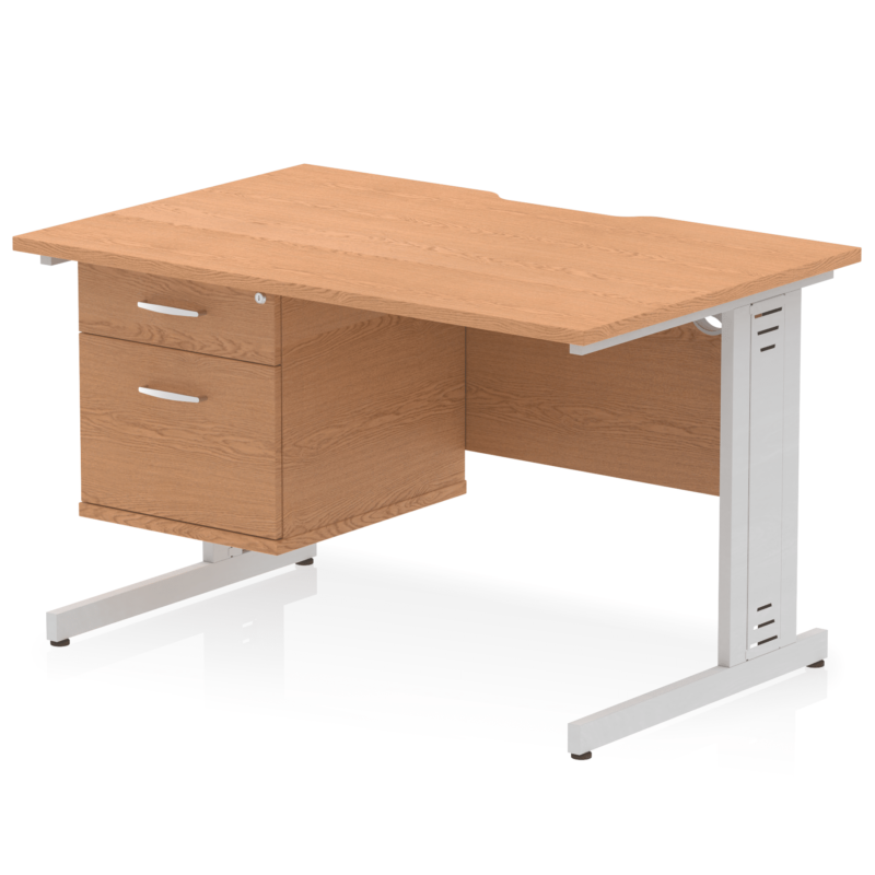 Impulse Scalloped Edge 1200mm Cable Managed Straight Desk With Single Fixed Pedestal - Image 13