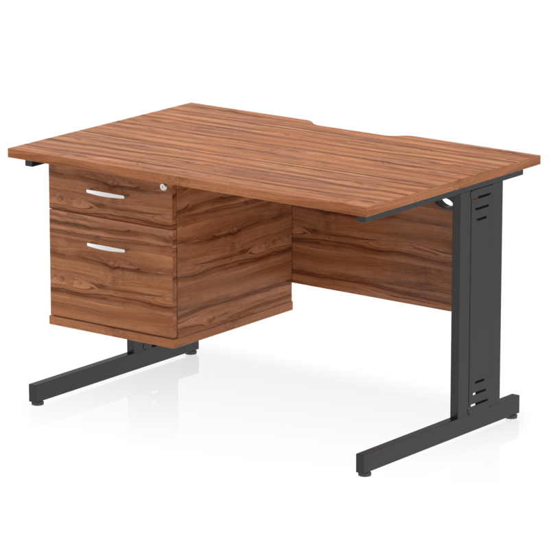 Impulse Scalloped Edge 1200mm Cable Managed Straight Desk With Single Fixed Pedestal - Image 15