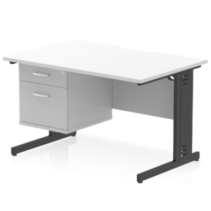 Impulse Scalloped Edge 1200mm Cable Managed Straight Desk With Single Fixed Pedestal - Image 18