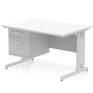 Impulse Scalloped Edge 1200mm Cable Managed Straight Desk With Single Fixed Pedestal - Image 19