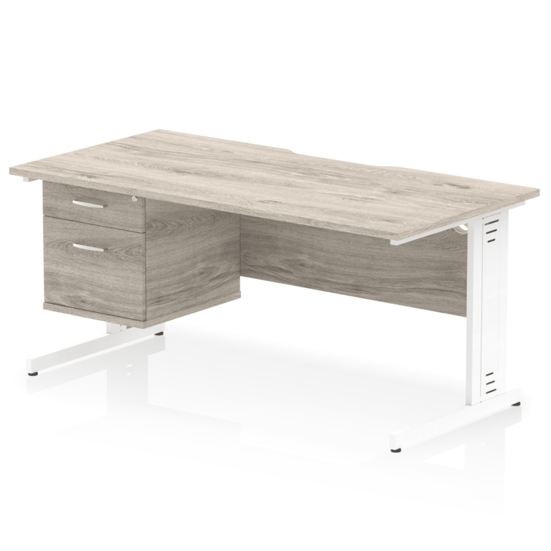 Impulse Scalloped Edge 1600mm Cable Managed Straight Desk With Single Fixed Pedestal - Image 8