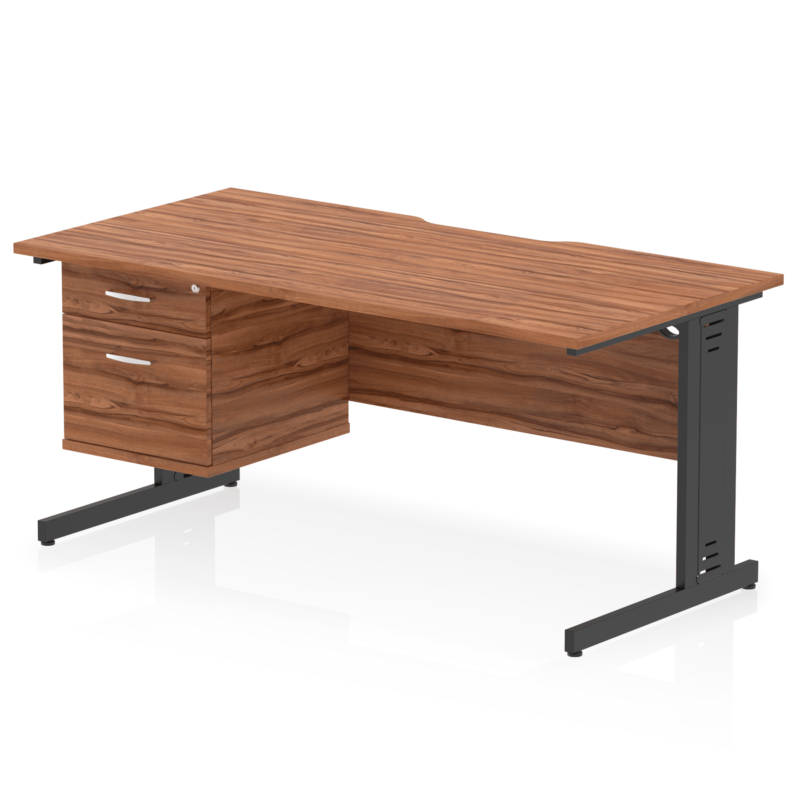 Impulse Scalloped Edge 1600mm Cable Managed Straight Desk With Single Fixed Pedestal - Image 15