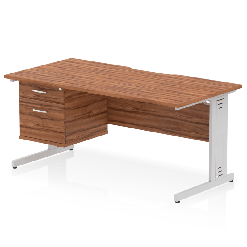 Impulse Scalloped Edge 1600mm Cable Managed Straight Desk With Single Fixed Pedestal - Image 16