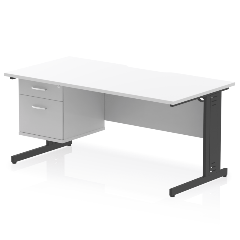 Impulse Scalloped Edge 1600mm Cable Managed Straight Desk With Single Fixed Pedestal - Image 18
