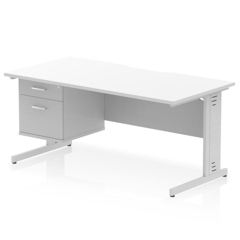 Impulse Scalloped Edge 1600mm Cable Managed Straight Desk With Single Fixed Pedestal - Image 19