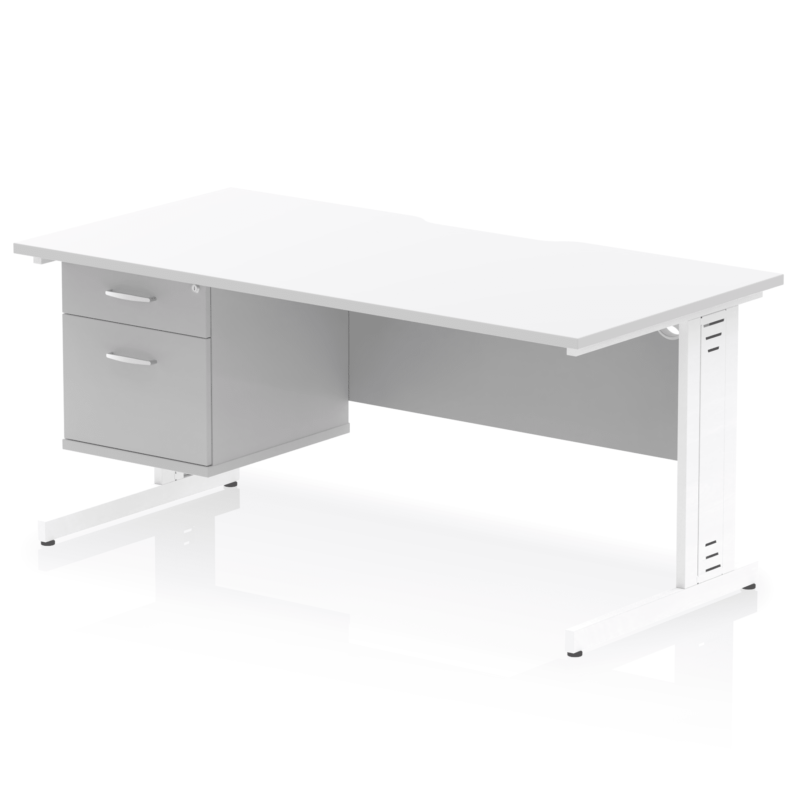 Impulse Scalloped Edge 1600mm Cable Managed Straight Desk With Single Fixed Pedestal - Image 20