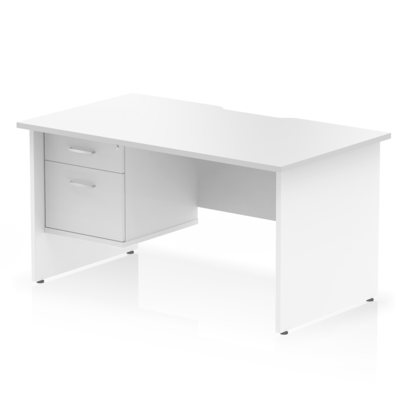 Impulse Scalloped Edge 1400mm Panel End Straight Desk With Single Fixed Pedestal - Image 8