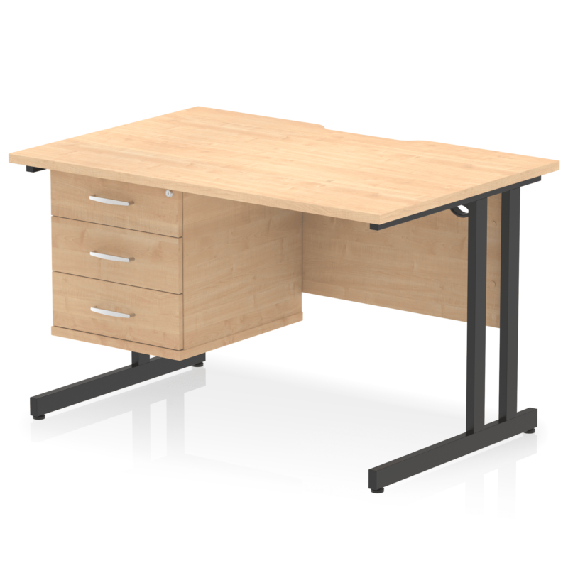 Impulse Scalloped Edge 1200mm Cantilever Straight Desk With Single Fixed Pedestal - Image 27