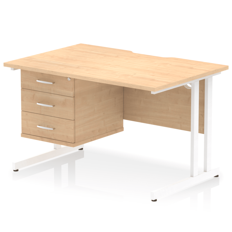 Impulse Scalloped Edge 1200mm Cantilever Straight Desk With Single Fixed Pedestal - Image 29