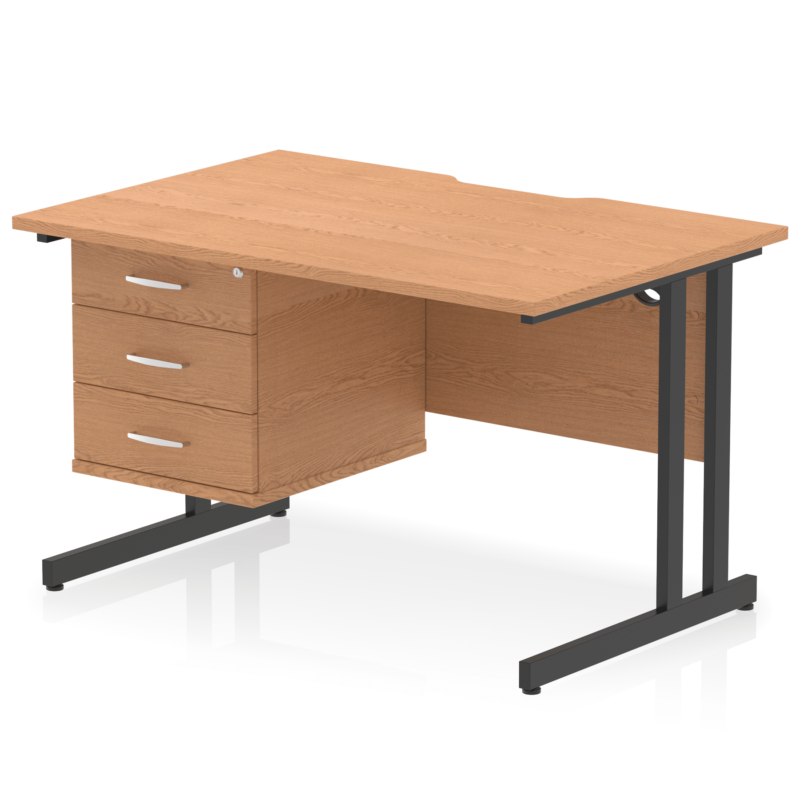 Impulse Scalloped Edge 1200mm Cantilever Straight Desk With Single Fixed Pedestal - Image 30