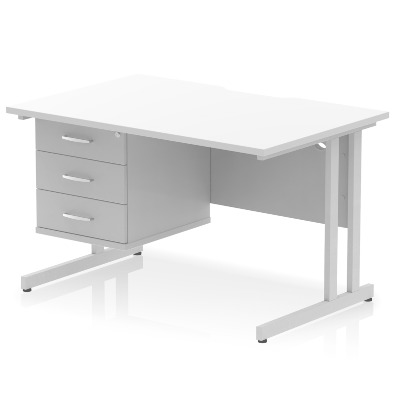 Impulse Scalloped Edge 1200mm Cantilever Straight Desk With Single Fixed Pedestal - Image 37