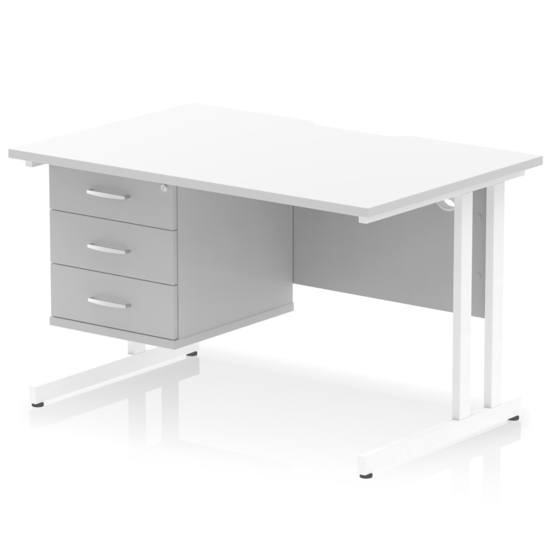 Impulse Scalloped Edge 1200mm Cantilever Straight Desk With Single Fixed Pedestal - Image 38