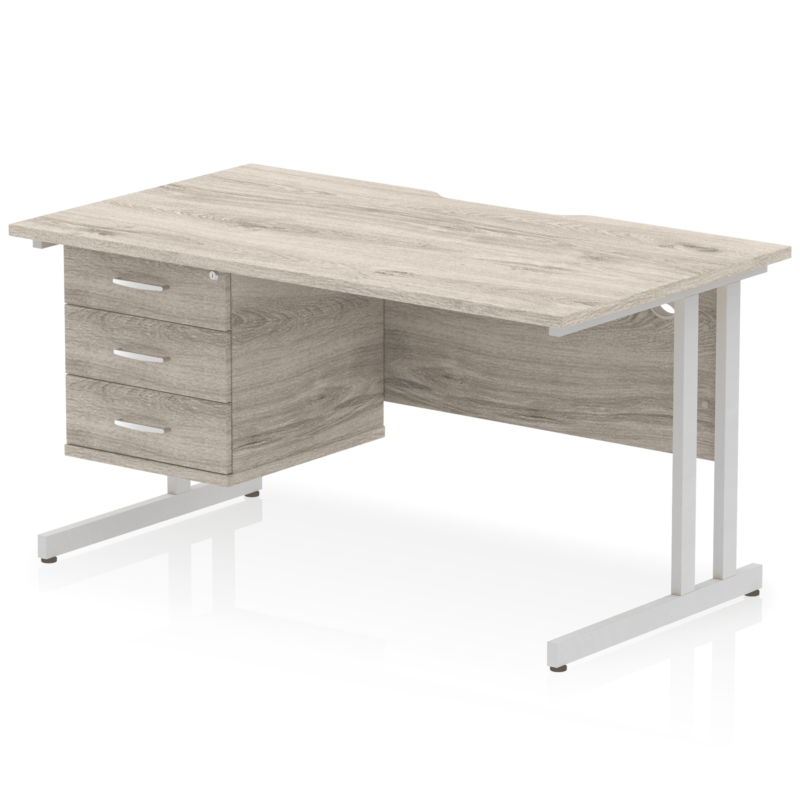 Impulse Scalloped Edge 1400mm Cantilever Straight Desk With Single Fixed Pedestal - Image 25