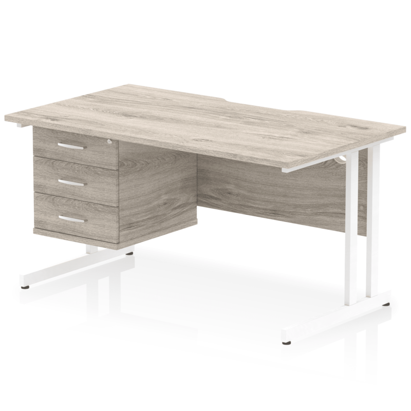 Impulse Scalloped Edge 1400mm Cantilever Straight Desk With Single Fixed Pedestal - Image 26