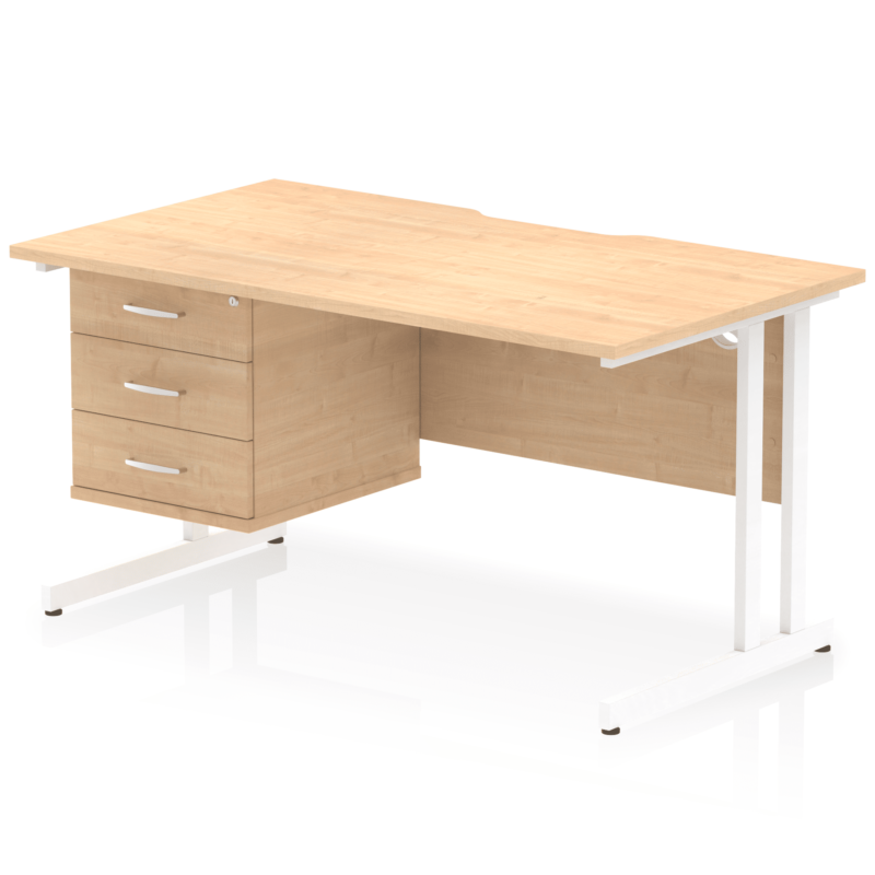 Impulse Scalloped Edge 1400mm Cantilever Straight Desk With Single Fixed Pedestal - Image 29