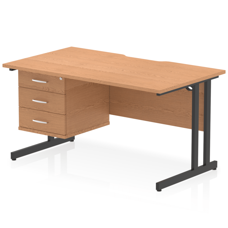 Impulse Scalloped Edge 1400mm Cantilever Straight Desk With Single Fixed Pedestal - Image 30