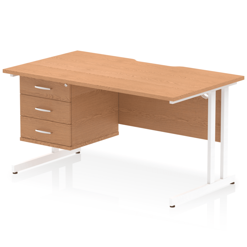 Impulse Scalloped Edge 1400mm Cantilever Straight Desk With Single Fixed Pedestal - Image 32