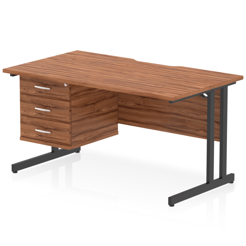 Impulse Scalloped Edge 1400mm Cantilever Straight Desk With Single Fixed Pedestal - Image 33