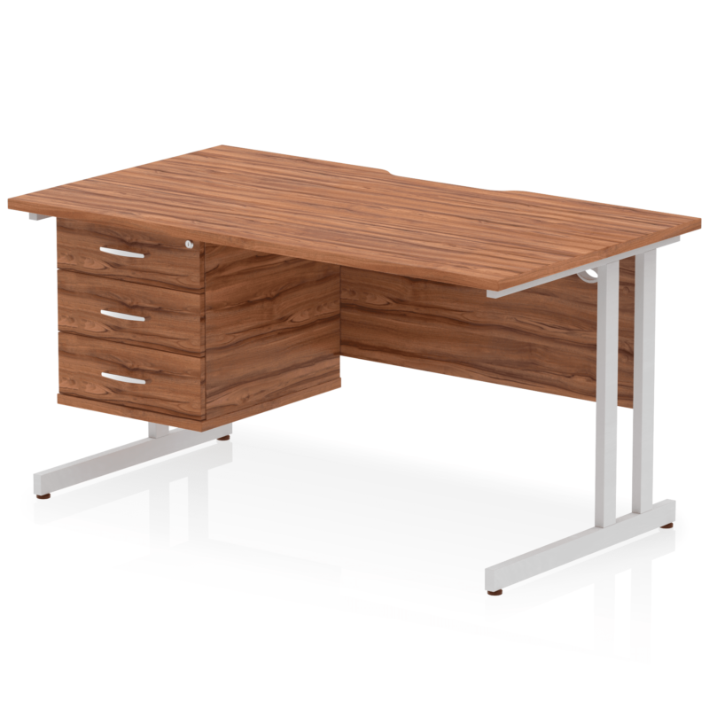 Impulse Scalloped Edge 1400mm Cantilever Straight Desk With Single Fixed Pedestal - Image 34