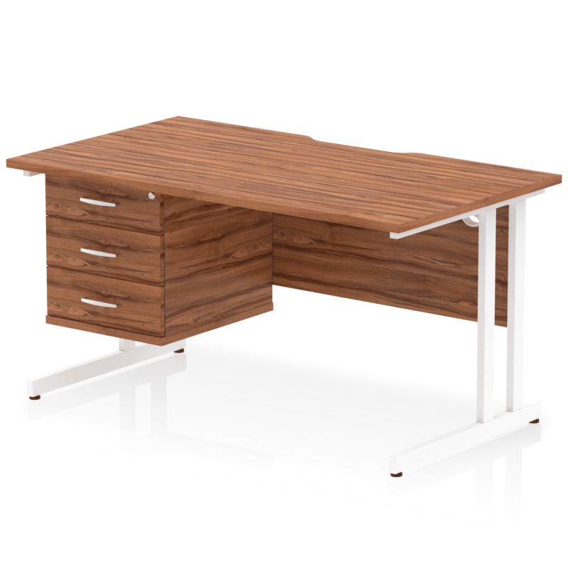 Impulse Scalloped Edge 1400mm Cantilever Straight Desk With Single Fixed Pedestal - Image 35