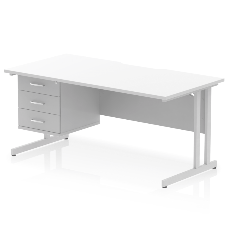 Impulse Scalloped Edge 1600mm Cantilever Straight Desk With Single Fixed Pedestal - Image 37