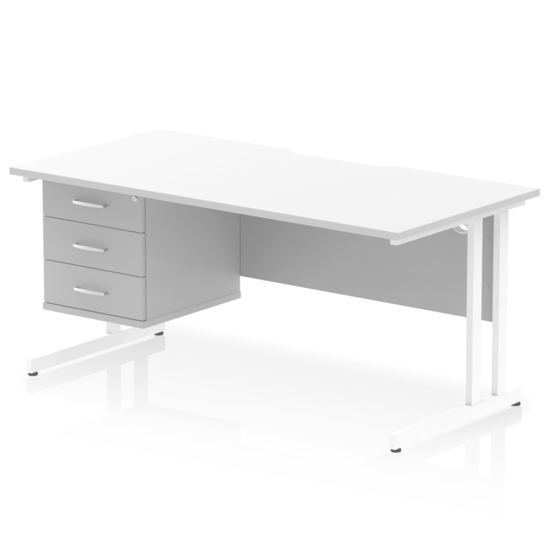 Impulse Scalloped Edge 1600mm Cantilever Straight Desk With Single Fixed Pedestal - Image 38