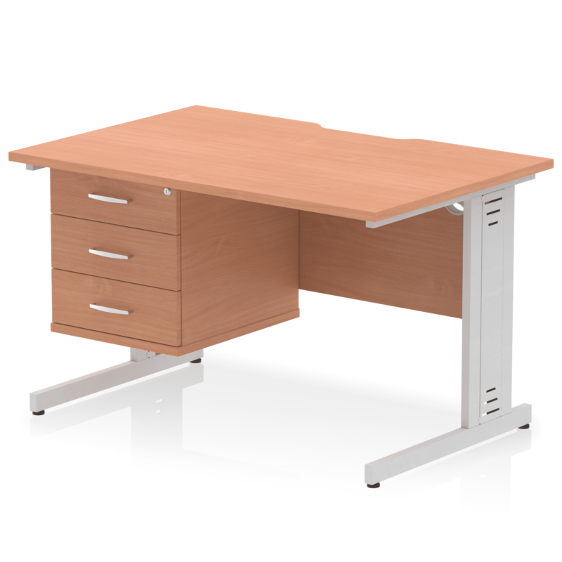 Impulse Scalloped Edge 1200mm Cable Managed Straight Desk With Single Fixed Pedestal - Image 22