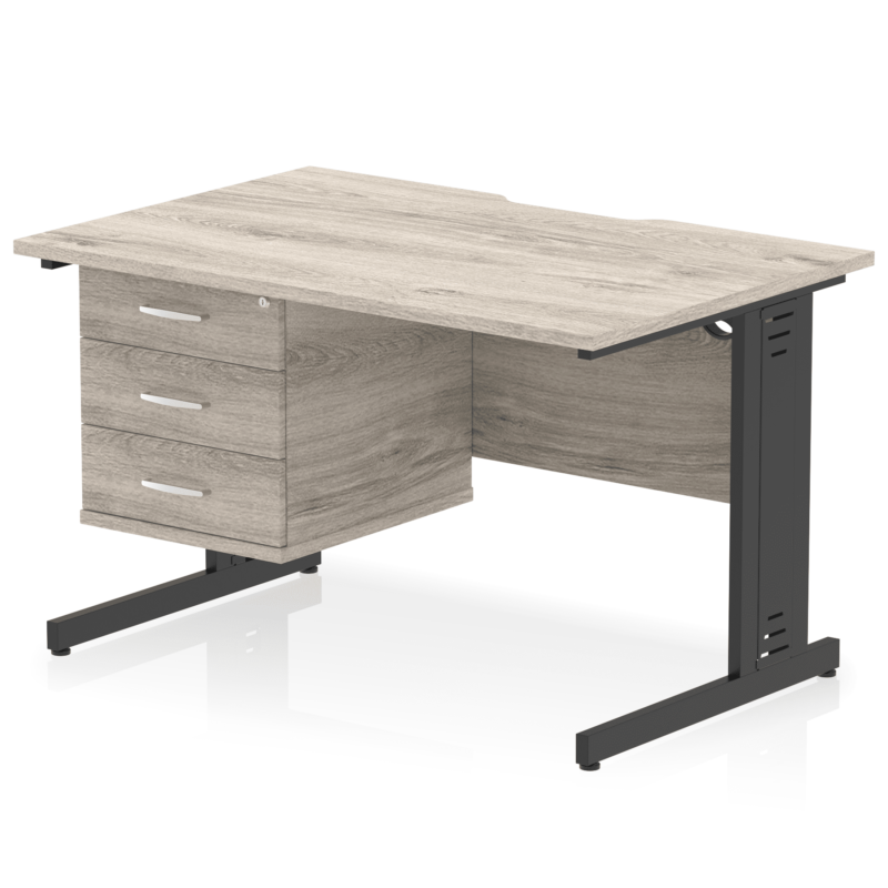 Impulse Scalloped Edge 1200mm Cable Managed Straight Desk With Single Fixed Pedestal - Image 24