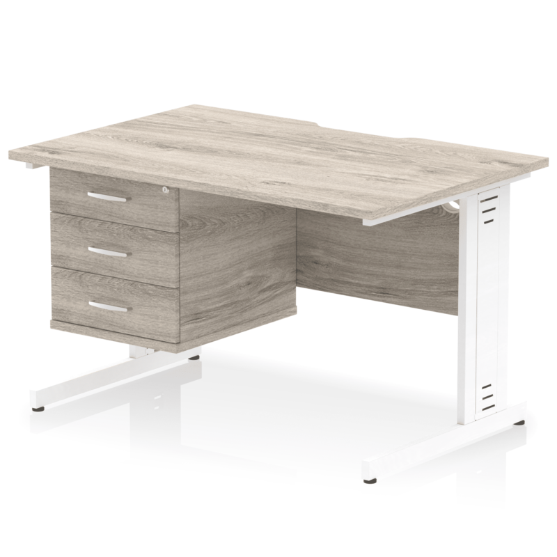Impulse Scalloped Edge 1200mm Cable Managed Straight Desk With Single Fixed Pedestal - Image 26