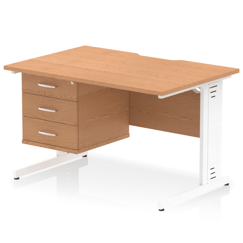 Impulse Scalloped Edge 1200mm Cable Managed Straight Desk With Single Fixed Pedestal - Image 32
