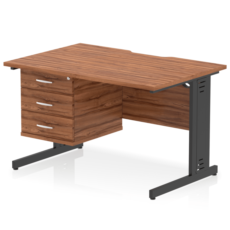 Impulse Scalloped Edge 1200mm Cable Managed Straight Desk With Single Fixed Pedestal - Image 33