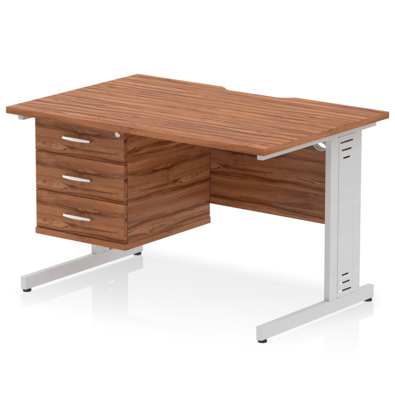Impulse Scalloped Edge 1200mm Cable Managed Straight Desk With Single Fixed Pedestal - Image 34
