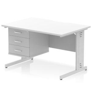 Impulse Scalloped Edge 1200mm Cable Managed Straight Desk With Single Fixed Pedestal - Image 37