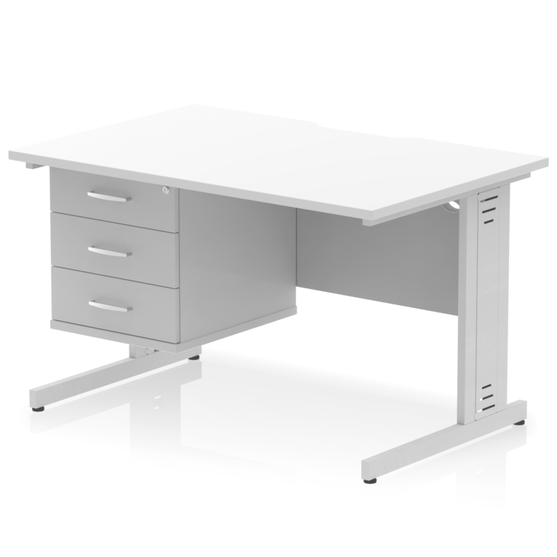 Impulse Scalloped Edge 1200mm Cable Managed Straight Desk With Single Fixed Pedestal - Image 37