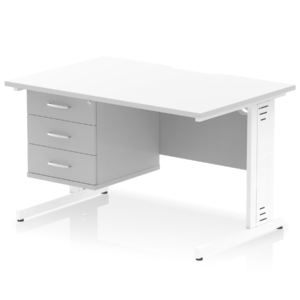 Impulse Scalloped Edge 1200mm Cable Managed Straight Desk With Single Fixed Pedestal - Image 38