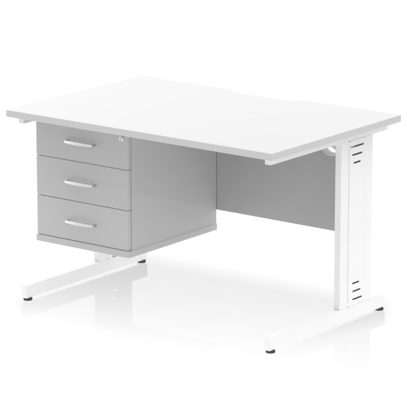 Impulse Scalloped Edge 1200mm Cable Managed Straight Desk With Single Fixed Pedestal - Image 38