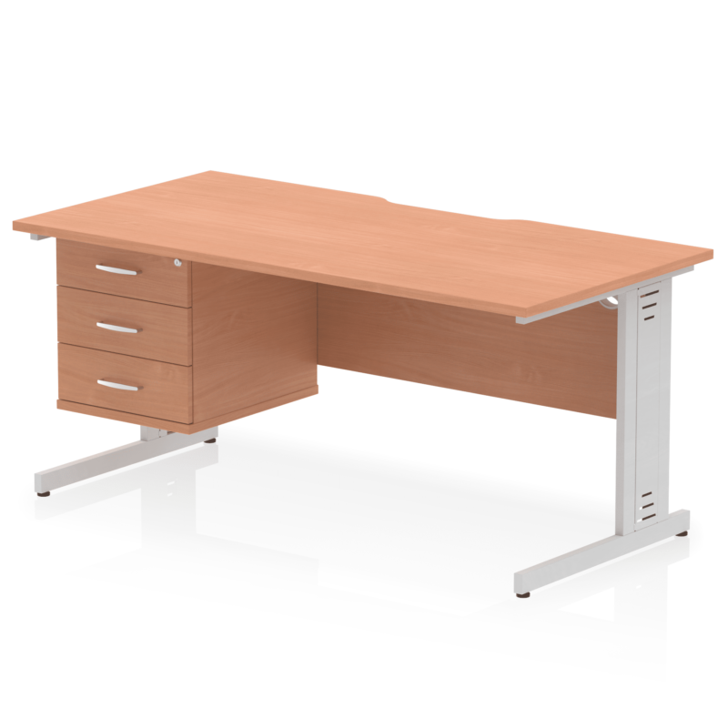 Impulse Scalloped Edge 1600mm Cable Managed Straight Desk With Single Fixed Pedestal - Image 22