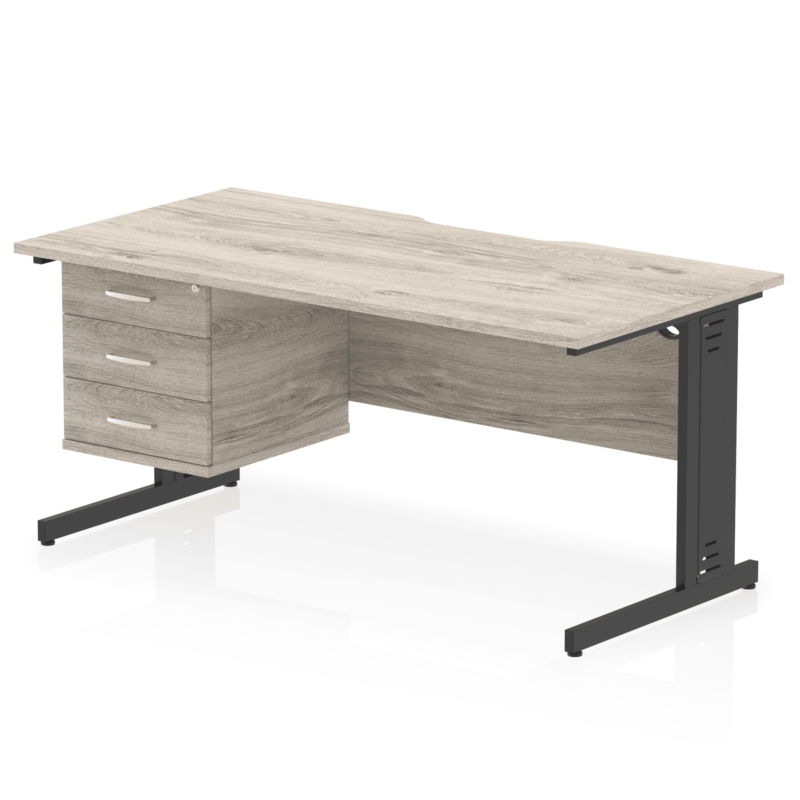 Impulse Scalloped Edge 1600mm Cable Managed Straight Desk With Single Fixed Pedestal - Image 24