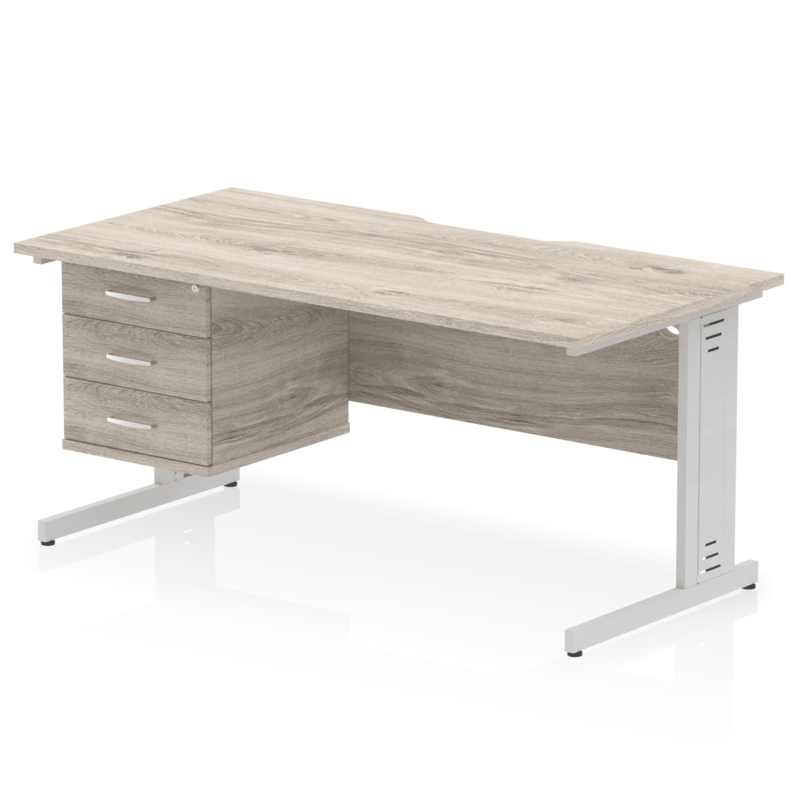 Impulse Scalloped Edge 1600mm Cable Managed Straight Desk With Single Fixed Pedestal - Image 25
