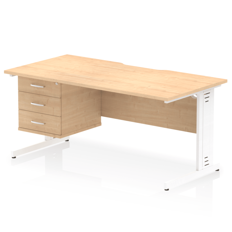 Impulse Scalloped Edge 1600mm Cable Managed Straight Desk With Single Fixed Pedestal - Image 29