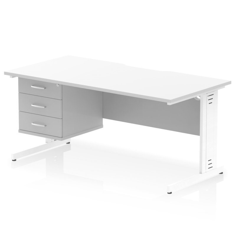 Impulse Scalloped Edge 1600mm Cable Managed Straight Desk With Single Fixed Pedestal - Image 38
