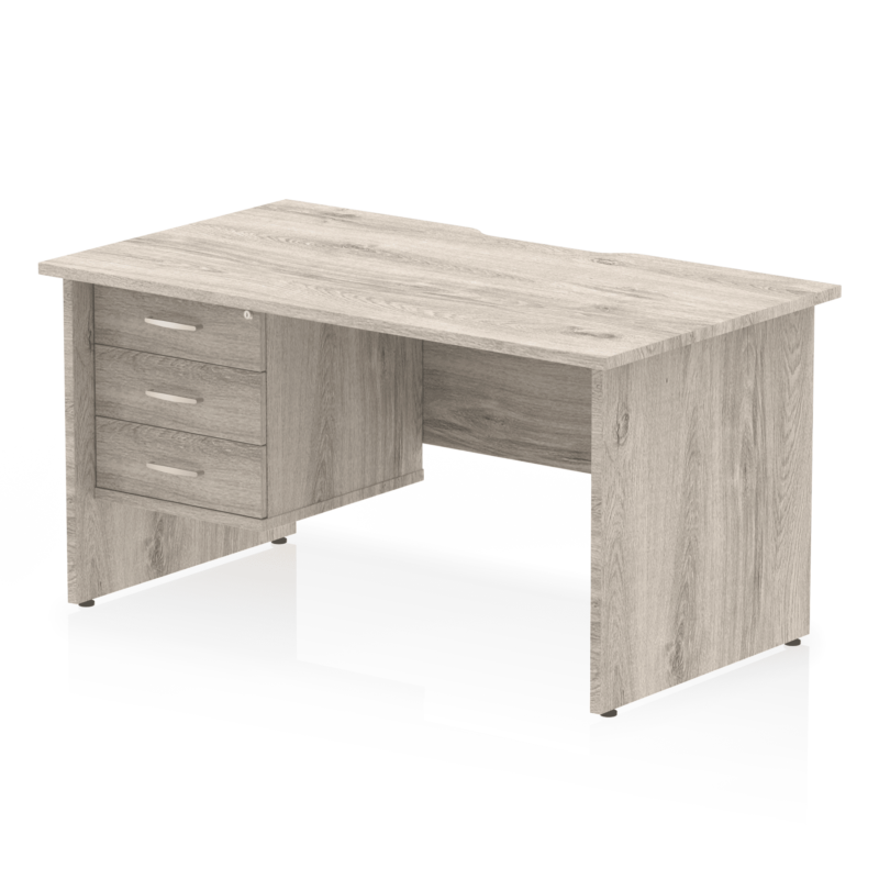 Impulse Scalloped Edge 1400mm Panel End Straight Desk With Single Fixed Pedestal - Image 15