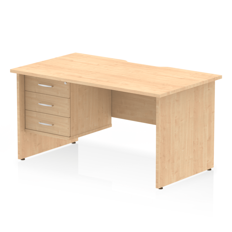 Impulse Scalloped Edge 1400mm Panel End Straight Desk With Single Fixed Pedestal - Image 16