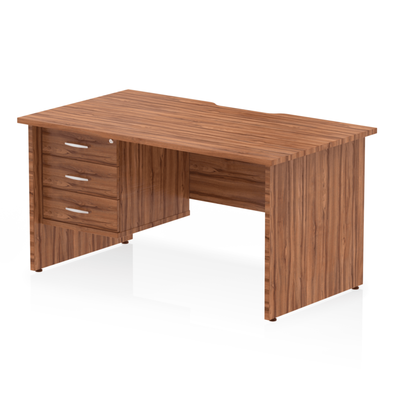 Impulse Scalloped Edge 1400mm Panel End Straight Desk With Single Fixed Pedestal - Image 18
