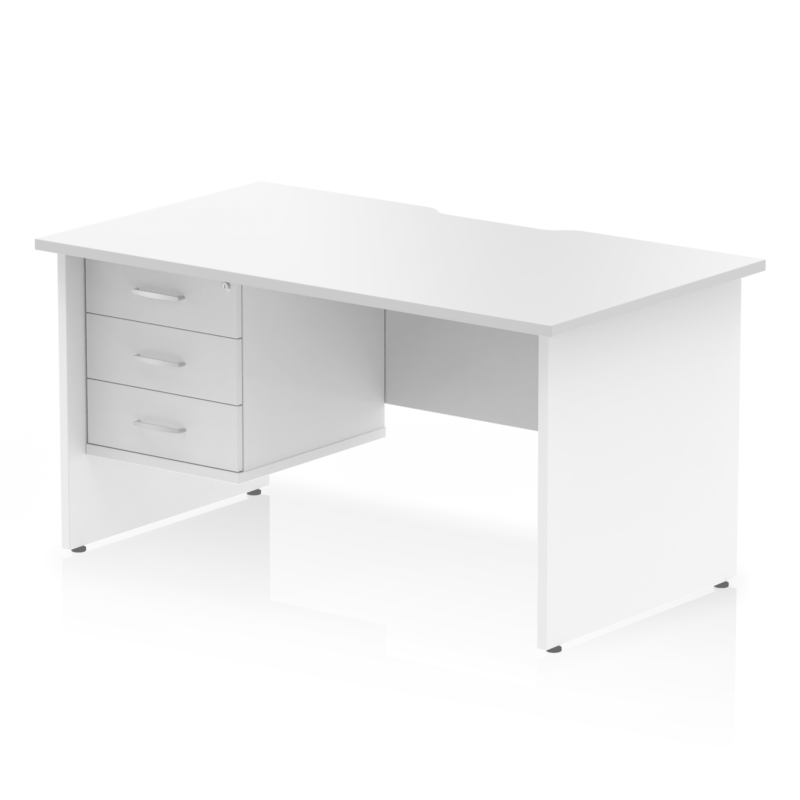 Impulse Scalloped Edge 1400mm Panel End Straight Desk With Single Fixed Pedestal - Image 19