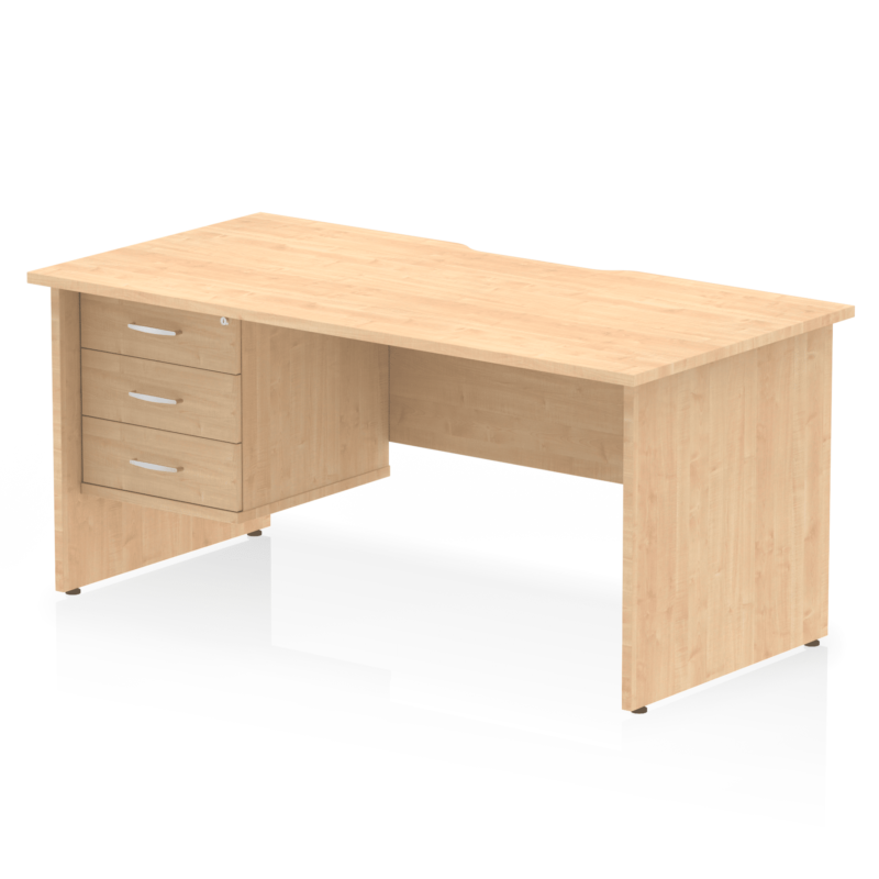 Impulse Scalloped Edge 1600mm Panel End Straight Desk With Single Fixed Pedestal - Image 16