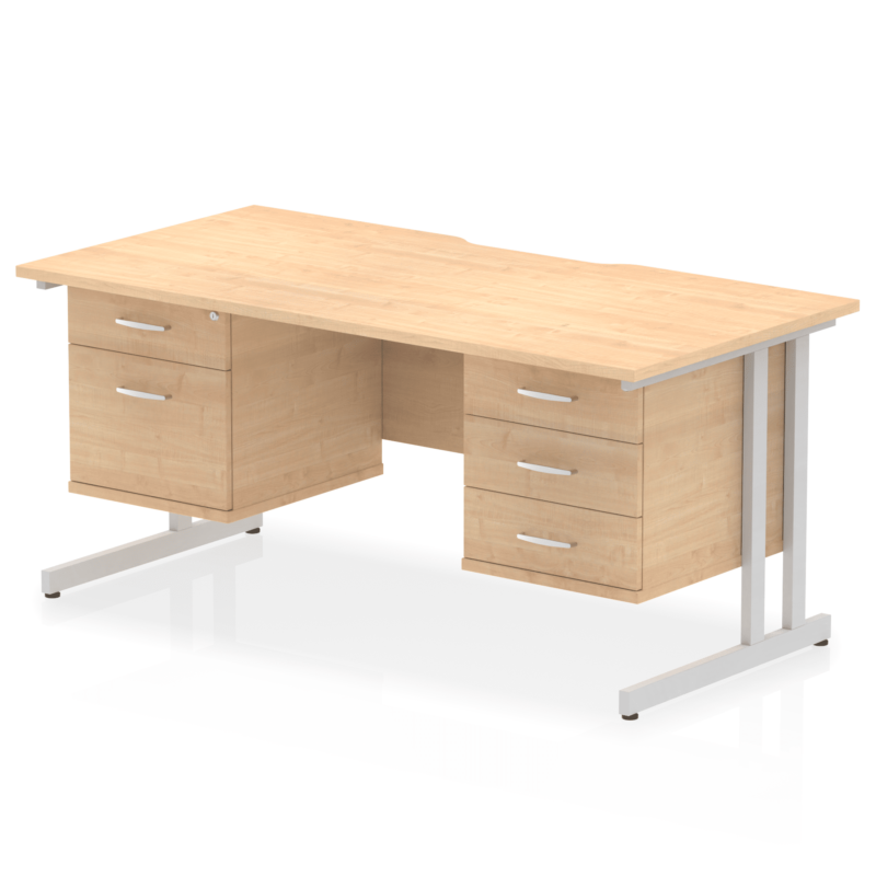 Impulse Scalloped Edge 1600mm Cantilever Straight Desk With Two Fixed Pedestal - Image 11