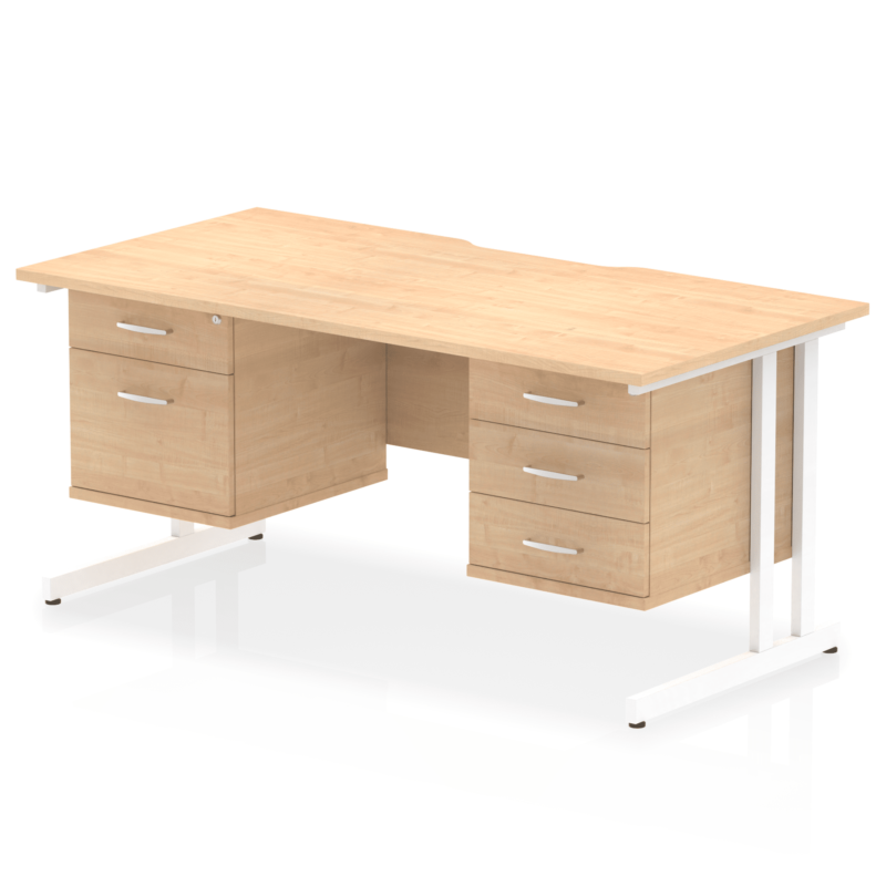 Impulse Scalloped Edge 1600mm Cantilever Straight Desk With Two Fixed Pedestal - Image 12